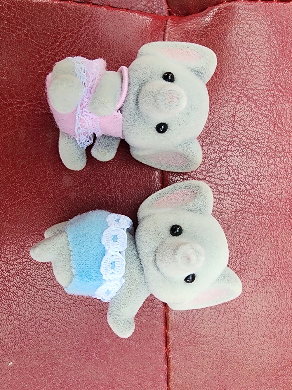 Small Grey Elephant Toy - Pink and Blue Outfits